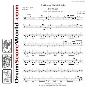 Iron Maiden - 2 Minutes To Midnight - Drum Sheet + Play-Along Track